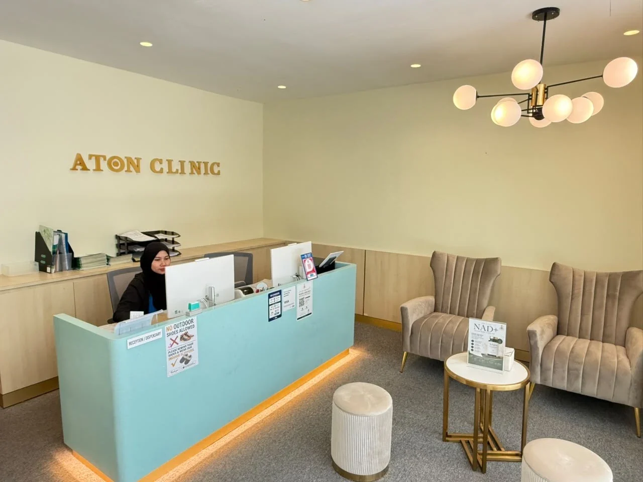 Reception area at Aton Clinic, Publika Solaris Dutamas, Kuala Lumpur